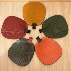 茶道具　うちわ型菓子皿　5枚セット