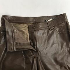 日本製★ITALIYA【伊太利屋】Fレザーパンツ【11/レディースL程度/股下77cm/茶/brown/ポリウレタン樹脂】ズボン/ボトムス/Pants/Trouser◆BJ033-hの画像