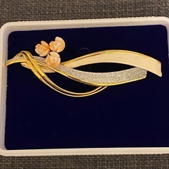 美品 ブローチ ゴールド シルバー 本珊瑚 魚 フィッシュ べっ甲 の画像