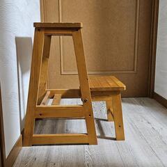 🔥20％引き【中古】ステップチェア/折り畳み木製脚立の画像