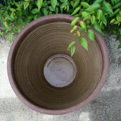 水鉢　睡蓮鉢　陶磁器／信楽焼風　メダカなどにも　の画像