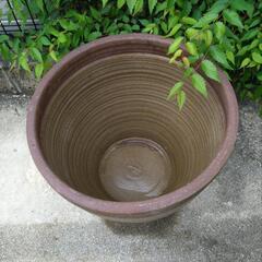 水鉢　睡蓮鉢　陶磁器／信楽焼風　メダカなどにも　の画像