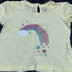 美品 baby GAP  黄色レインボーＴシャツ  90の画像