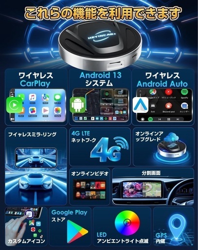 ⭐️新品未使用⭐HEYINCAR+ CarPlay AI Box Android 13アタブター
