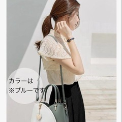 新品❤️ハンドバッグ✨軽量　お洒落 ショルダーバッグ 2way ブルー　ハートの画像