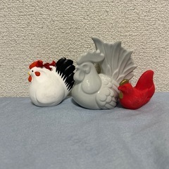 酉の置物3点セット　陶器製の画像