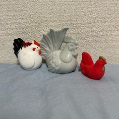 酉の置物3点セット　陶器製の画像