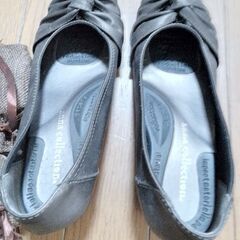 婦人パンプス　24cmEEE　茶色　ブラウン合皮　1ー2度使用　ローヒールの画像