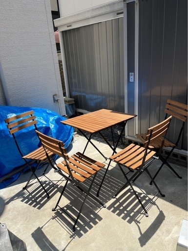 テーブル&チェアー4脚　屋外用　　美品