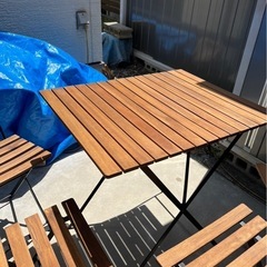 テーブル&チェアー4脚　屋外用　　美品の画像