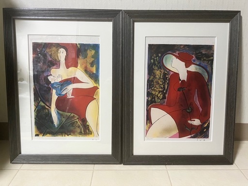 Linda Le Kinff リンダ・ル・キンフ リトグラフ 2枚セット 額装済み