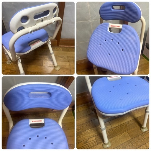介護椅子　安寿 コンパクト折りたたみシャワーベンチ IC 背付タイプ ブルー