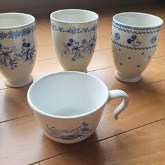 ディズニー　コップ　湯飲み　ブルー　陶器　9セットの画像
