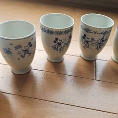 ディズニー　コップ　湯飲み　ブルー　陶器　9セットの画像