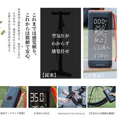電動空気入れ 新品 コードレス 空気圧測定 自転車 空気入れ 電動ポンプ 自動停止機能の画像