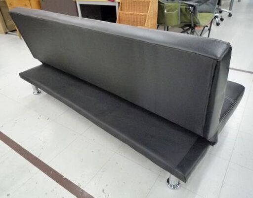 ① 合皮 ソファーベッド 幅170cm ブラック ソファ ベッド ソファー 苫小牧西店