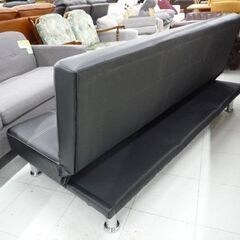 ② 合皮 ソファーベッド 幅170cm ブラック ソファ ベッド ソファー 苫小牧西店の画像