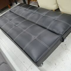 ② 合皮 ソファーベッド 幅170cm ブラック ソファ ベッド ソファー 苫小牧西店の画像