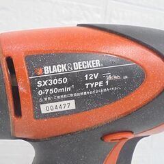 BLACK&DECKER 12V コードレスドリルドライバー SX3050 充電器、バッテリ1個付 ブラック&デッカー 電動工具 充電式 DIY 札幌市 白石店の画像