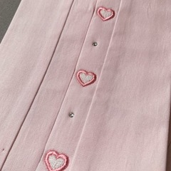 新品　浴衣用重ね衿  1点　薄桃色 ハート♡刺繍＆ミニスワロの画像