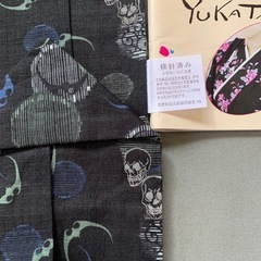 新品　浴衣用重ね衿  1点　ブラック　ドクロの画像