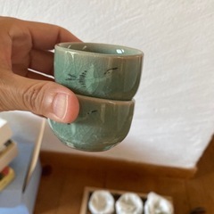 高麗青磁 青岩窯 ◆【和食器】高麗青磁/青岩窯 酒器揃　雑貨 高麗青磁 ギフト【未使用】の画像