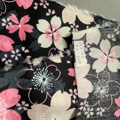 未使用布　浴衣用重ね衿クロス　1点　ブラック　桜の画像