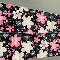 未使用布　浴衣用重ね衿クロス　1点　ブラック　桜の画像