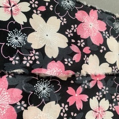 未使用布　浴衣用重ね衿クロス　1点　ブラック　桜の画像