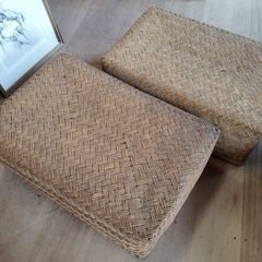 在庫2 柳行李 こうり 収納 竹かご 古民具 収納かご 古道具 竹籠 /HJ-0512 2F北の画像