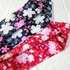 未使用布　浴衣用重ね衿クロス　1点　レッド牡丹桜の画像