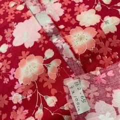 未使用布　浴衣用重ね衿クロス　1点　レッド牡丹桜の画像