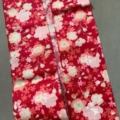未使用布　浴衣用重ね衿クロス　1点　レッド牡丹桜の画像