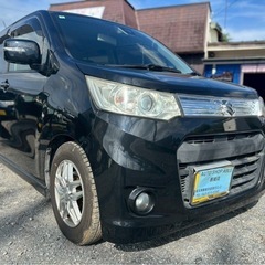 H26年式 スズキ ワゴンRスティングレーターボ★総額15.8万円★車検付き レーダーブレーキサポート アイスト BT音楽再生 ターボ パドルシフト 機関良好 内装綺麗！エアコンバッチリ 修復歴なし！ローダウンの画像
