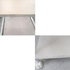 スリムレンジ台 幅49×奥行42×高さ131.5cm  ホワイト系木目 スライド棚 キャスター付 レンジラック キッチンラック 苫小牧西店の画像