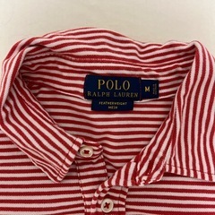 Polo Ralph Lauren M 赤白ストライプ ポロシャツの画像