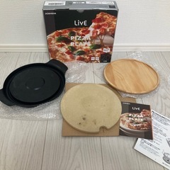 ドウシシャ ピザプレート ピザストーン 台座　ブラック 直径20cm Live パリッとピザプレート LCPP-04 トースト 焼きおにぎり 冷凍ピザ　グリル オーブンの画像