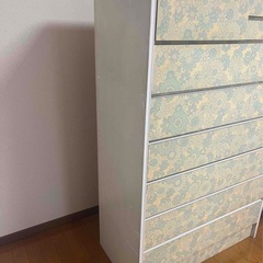 レトロポップ 花柄 木製チェスト タンス 7段 引き出しの画像