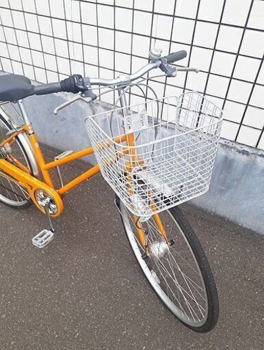 可愛い自転車 27インチ バスケット付き 札幌【27インチ 自転車 外装6段変速】オートライト＆カギ＆前カゴ