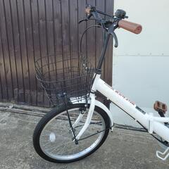 折り畳み自転車 20インチ 白  6段変速ギア付きの画像