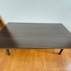 折りたたみテーブル ラポール 棚付き ダークブラウン ニトリの画像