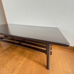 折りたたみテーブル ラポール 棚付き ダークブラウン ニトリの画像