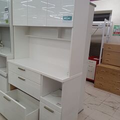 リユースのサカイ栃木店★ジモティ割あり★ ニトリ 食器棚 ホワイト W127×D42×H192 クリーニング済み TC9744の画像