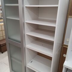 リユースのサカイ栃木店★ジモティ割あり★  食器棚 ホワイト×シルバー W105×D47×H180 クリーニング済み TC9745の画像