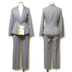 プッチージョ 未使用新品 低身長さん すごのびパンツスーツ P5－58サイズ グレーストライプの画像