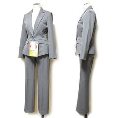 プッチージョ 未使用新品 低身長さん すごのびパンツスーツ P5－58サイズ グレーストライプの画像
