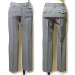 プッチージョ 未使用新品 低身長さん すごのびパンツスーツ P5－58サイズ グレーストライプの画像