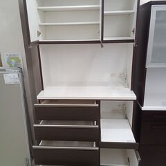 リユースのサカイ栃木店★ジモティ割あり★ ニトリ 食器棚 ダークブラウン W100×D51×H201 クリーニング済み TC9746の画像