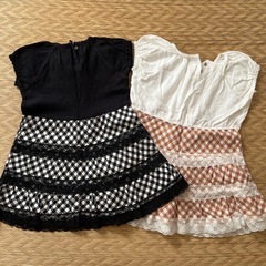 女児90サイズ　半袖ワンピース2枚セット黒/白　美品の画像