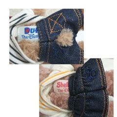 使用感少なめ ダッフィー＆シェリーメイ ぬいぐるみバッジ 2体セット 2013 ボーダーＴシャツスカーフ+デニムリボン　ぬいば ディズニーシー ☆ PayPay(ペイペイ)決済可能 ☆ 札幌市 豊平区 平岸 平岸店の画像